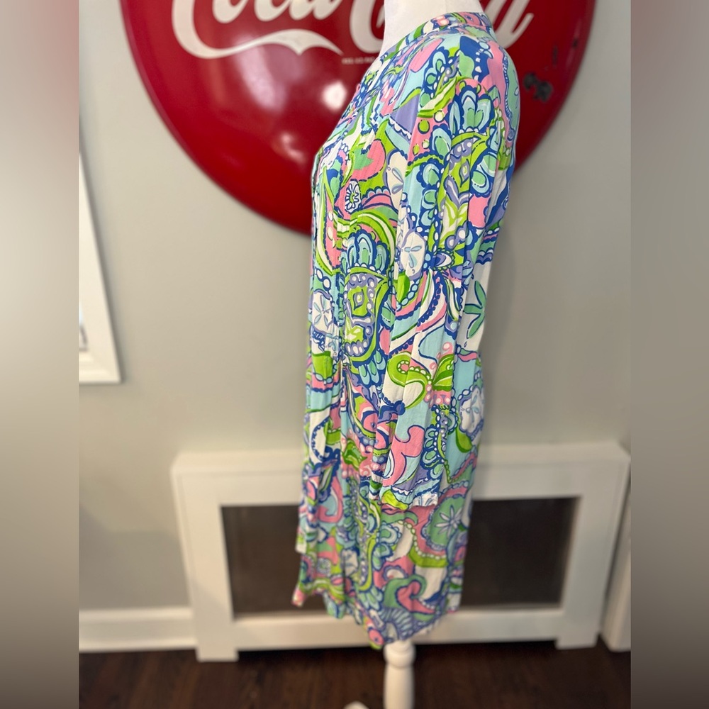Lilly Pulitzer Tropez Tunic Dress Coverup, Conch Republic print, 3/4 sleeve, L - Picture 5 of 10